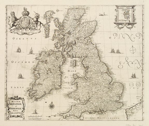 MERIAN, C., Magnae Britanniae et Hiberniae nova descriptio., antique map, old maps