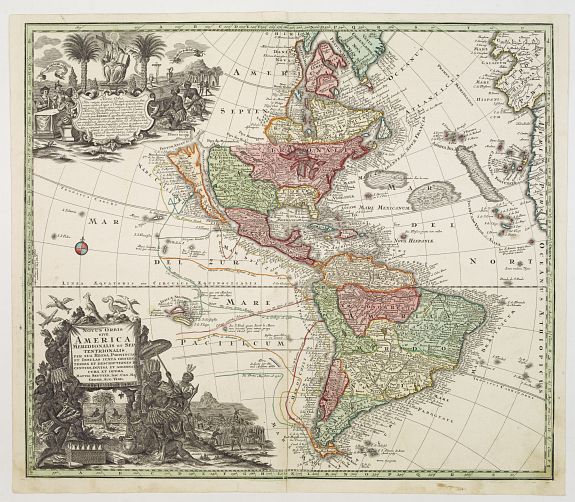 SEUTTER,M., Novus Orbis sive America Meridionalis et Septentrionalis.., antique map, old maps