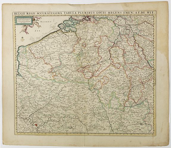 DE WIT, F, Belgii Regii Accuratissima Tabula Pluribus Locis. . ., antique map, old maps