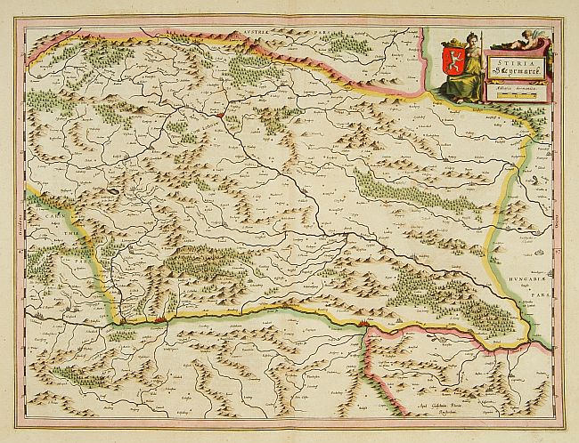 BLAEU, W., Stiria - Steyermarck., antique map, old maps