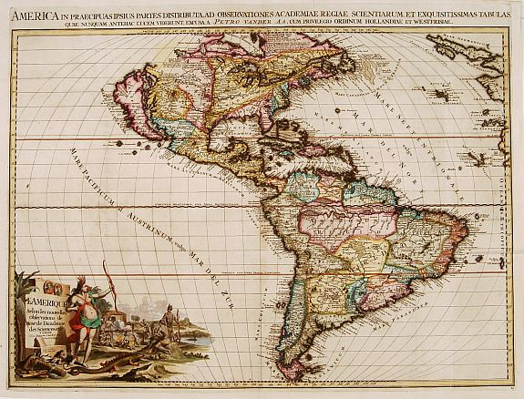 VAN DER AA,P., L'Amérique selon les nouvelles.., antique map, old maps