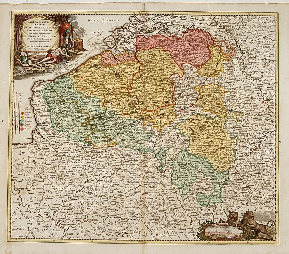 HOMANN,J.B., Arena Martis in Belgio qua provinciae X catholicae.., antique map, old maps