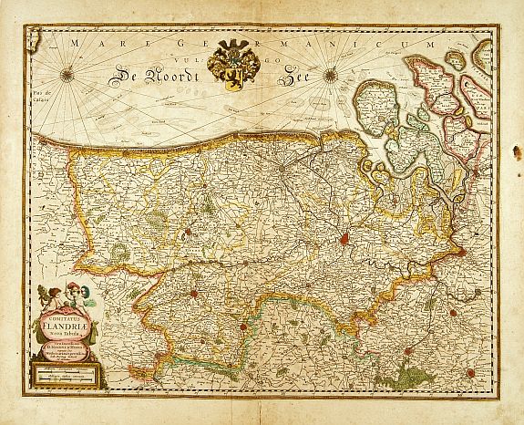HONDIUS,H., Comitatus Flandriae nova Tabula., antique map, old maps