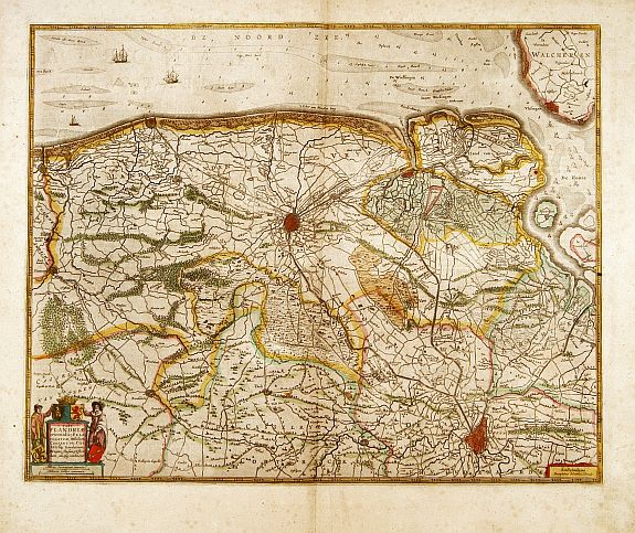 HONDIUS,H., Pars Flandriae orientalis.., antique map, old maps
