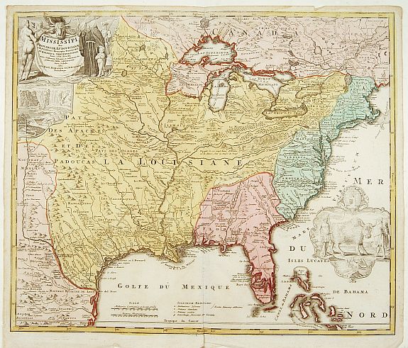 HOMANN,J.B., Amplissimae Regionis Mississipi,.. Provinciae Ludovicianae, antique map, old maps