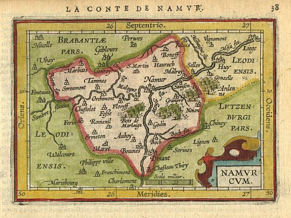 BERTIUS,P., Namurcum., antique map, old maps
