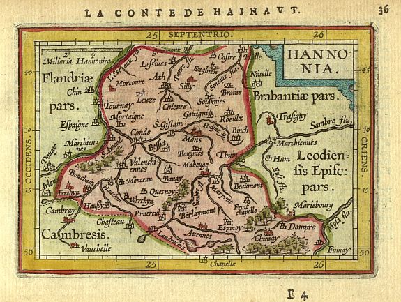 BERTIUS,P., Hannonia., antique map, old maps