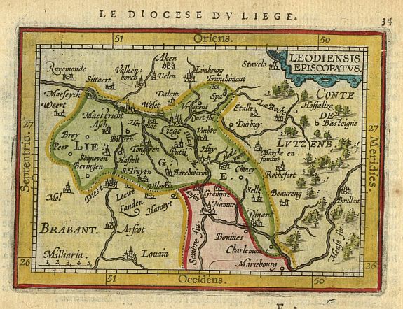 BERTIUS,P., Leodiensis., antique map, old maps