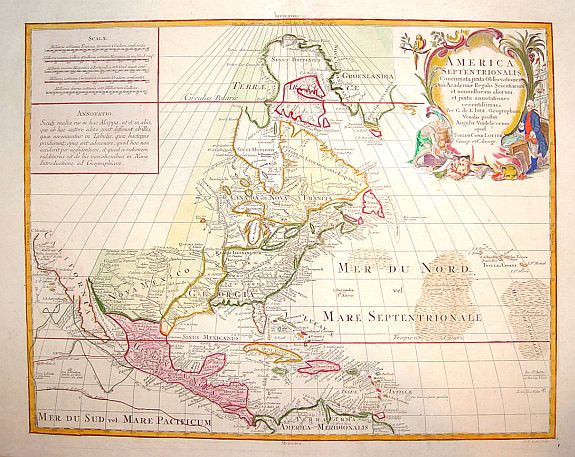 LOTTER,T., America Septentrionalis, Concinnata juxta Observationes.., antique map, old maps