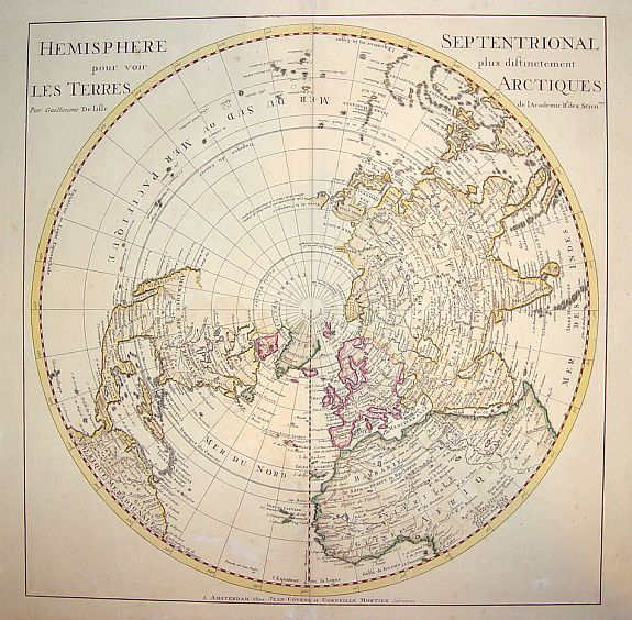 COVENS,J./ MORTIER,C., Hemisphere Septentrional pour voir plus.. les Terres.., antique map, old maps