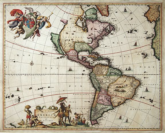 VISSCHER,N., Novissima et accuratissima Totius Americae descriptio.., antique map, old maps