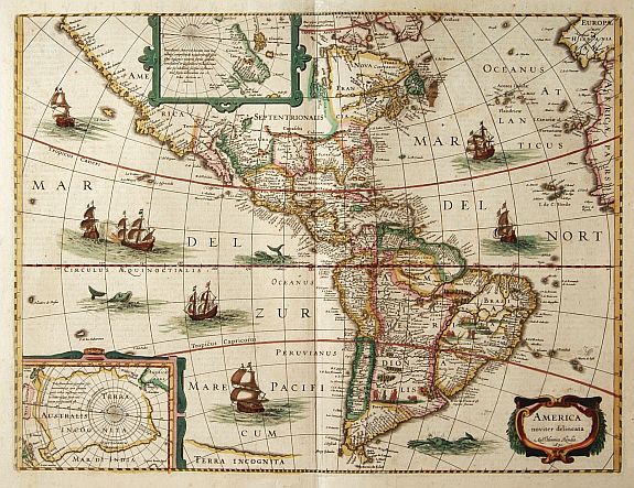 HONDIUS,H., America noviter delineata., antique map, old maps