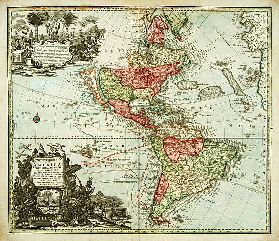 SEUTTER,M., Novus Orbis sive America Meridionalis et Septentrionalis.., antique map, old maps