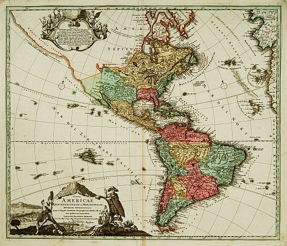 HOMANN,J.B., Totius Americae Septentrionalis et Meridionalis., antique map, old maps