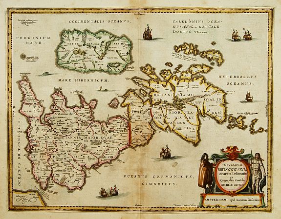 JANSSONIUS,J., Insularum Britannicarum acurata delineatio.., antique map, old maps