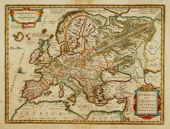 HONDIUS, J., Europam sive Celticum Veterem., antique map, old maps