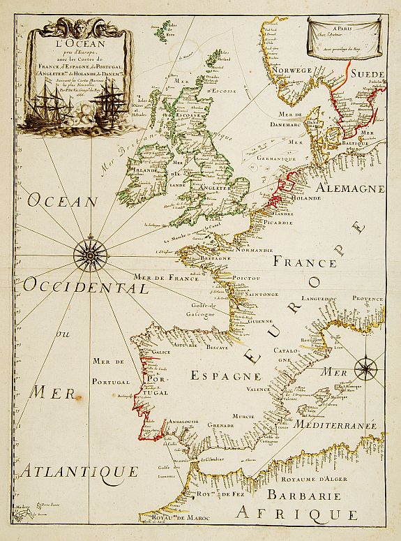 DUVAL,P., L'Ocean pres d'Europe,.., antique map, old maps