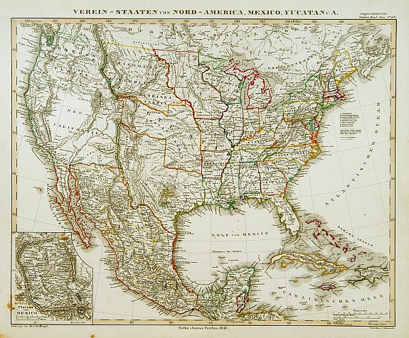 PERTHES,J., Verein-Staaten von Nord-America, Mexico, Yucatan.., antique map, old maps
