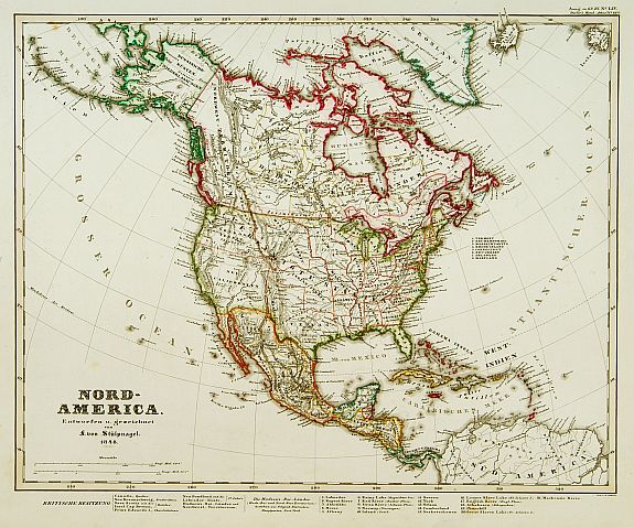 PERTHES,J./STIELER, Nord-America. Entworfen u. gezeichnet von F. von Stüpnagel., antique map, old maps