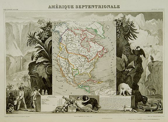 LEVASSEUR,V., Amérique Septentrionale., antique map, old maps