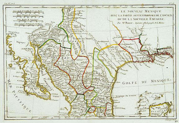 BONNE,R., Le nouveau Mexique avec la partie septentrionale.., antique map, old maps