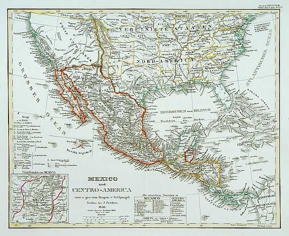 PERTHES,J., Mexico und Centro-America.., antique map, old maps