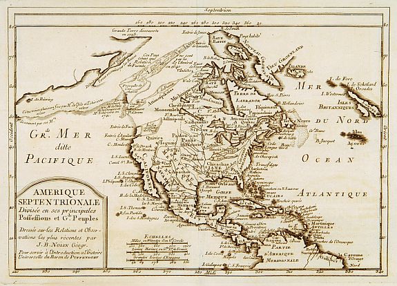 NOLIN,J.B./ PUFFENDORF., Amérique Septentrionale divisée en ses principales.., antique map, old maps