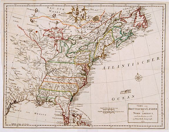 BELL,P., Charte der Brittischen Laender in Nord America nach den Frieden von 1763.., antique map, old maps