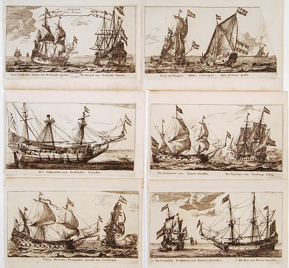 DANCKERTS,J., 6 Prints of large vessels., antique map, old maps