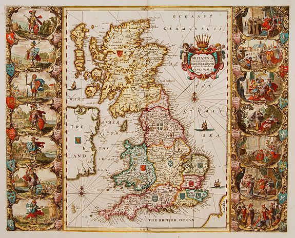 JANSSONIUS, J., Britannia..Anglo-Saxonum.., antique map, old maps