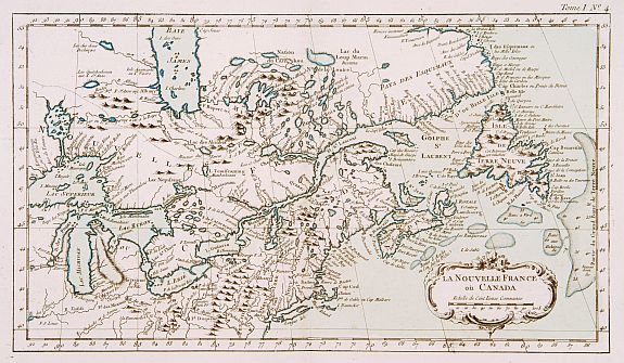 BELLIN,J.-N., La Nouvelle France où Canada., antique map, old maps