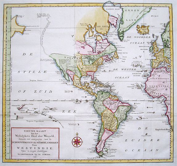 TIRION,I., Nieuwe Kaart van het Westelykste Deel der Weereld.., antique map, old maps