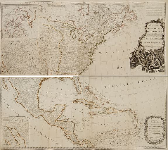 SAYER,R., A new map of North America, with the West India Islands.., antique map, old maps