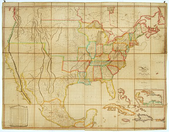MELISH,J., Map of the United States with contiguous British & Spanish Possessions., antique map, old maps