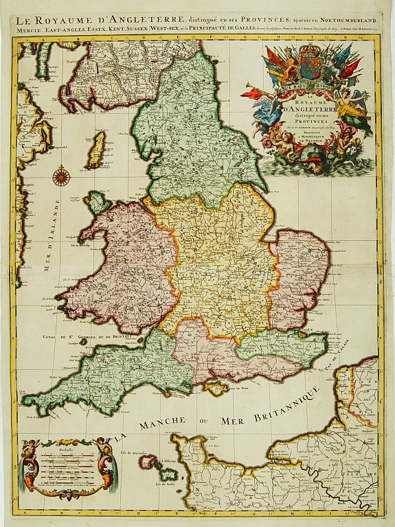 SANSON, N. /JAILLOT, A.H., Le Royaume d'Angleterre distingué en ses provinces., antique map, old maps