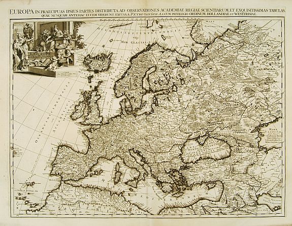 VAN DER AA, P., Europa In Praecipuas Ipsius Partes Distributa Ad Observation .., antique map, old maps