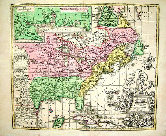 SEUTTER, M., Accurata delineatio....Gallice Louisiane ol. Cauad' et Floridae, antique map, old maps