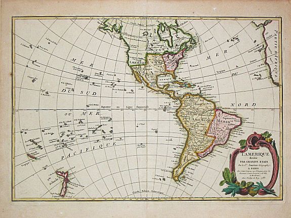 LATTRÉ, J. / J. JANVIER., L' Amerique divisee par grands Etats., antique map, old maps
