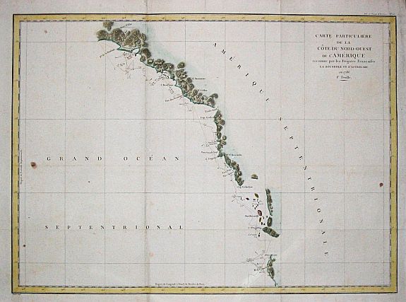 LA PÉROUSE, J.B.G. COMTE DE ., Carte particulaiere de la Côte du Nord-Ouest de l\'Amerique, 1e Feuille., antique map, old maps