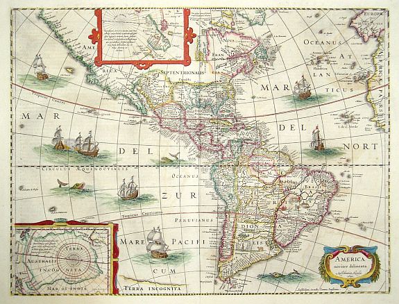 HONDIUS,H./JANSONIUS,J, America noviter delineata, antique map, old maps