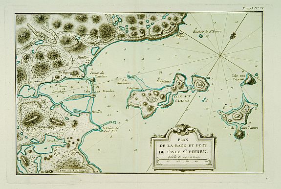 BELLIN,J.N., Plan de la Rade et Port de l'Isle Saint-Pierre., antique map, old maps
