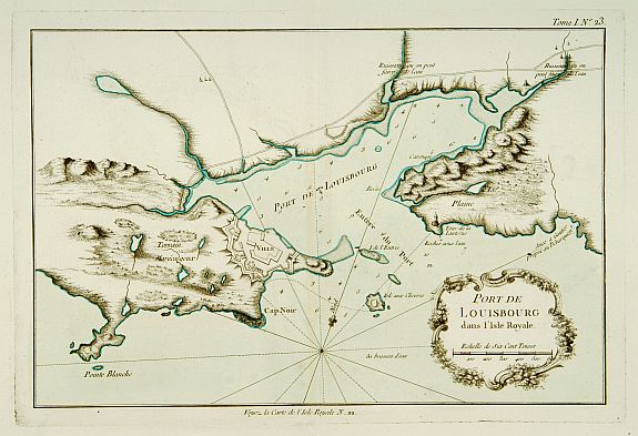 BELLIN,J.N., Port de Louisbourg dans l'Isle Royale., antique map, old maps