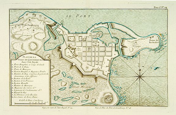 BELLIN,J.N., Plan de la ville de Louisbourg dans l'Isle Royale., antique map, old maps