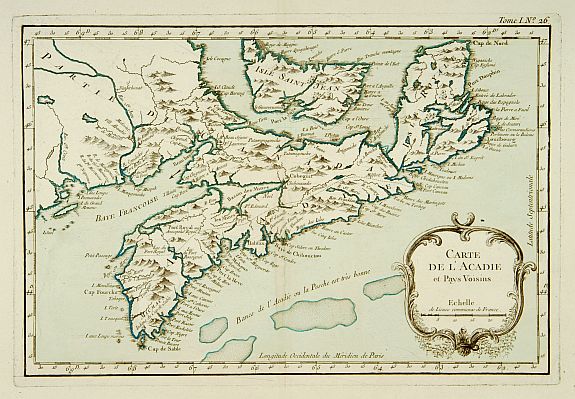 BELLIN,J.N., Carte de l'Acadie et Pays Voisins., antique map, old maps