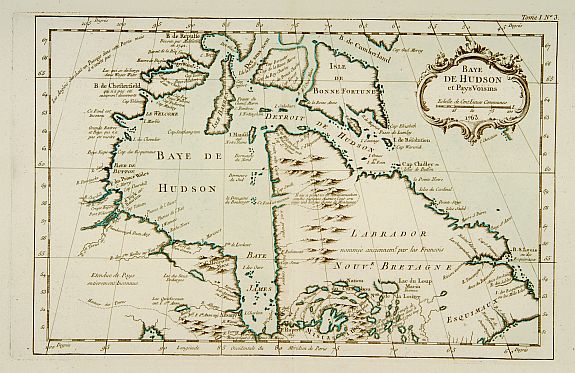 BELLIN,J.N., Baye de Hudson et Pays Voisins., antique map, old maps