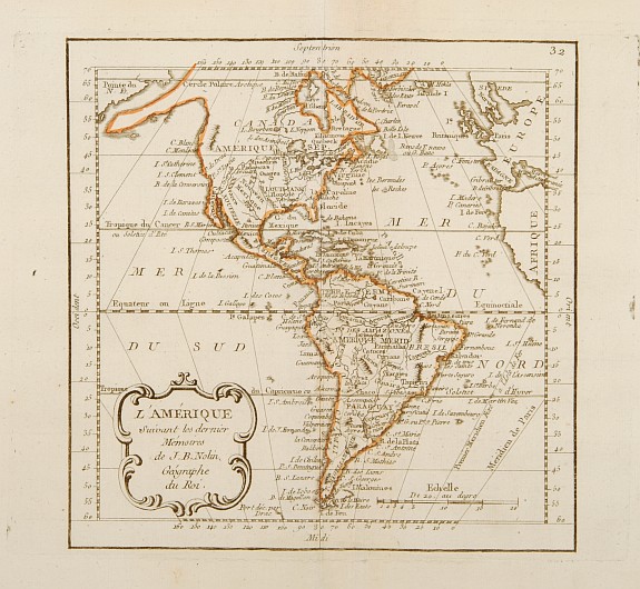 MONDHARE / NOLIN,J.B., L'Amérique Suivant les dernier Mémoires de J.B.Nolin.., antique map, old maps