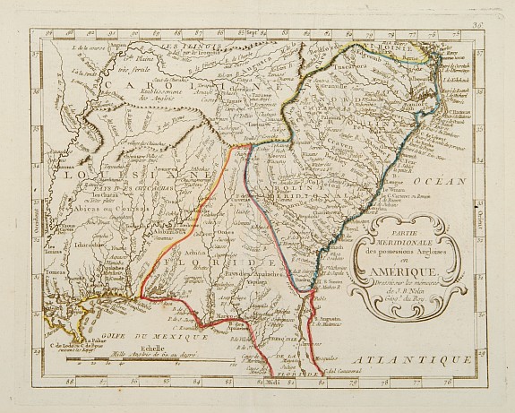 MONDHARE / NOLIN,J.B., Partie Méridionale des possessions Angloises en Amérique.., antique map, old maps
