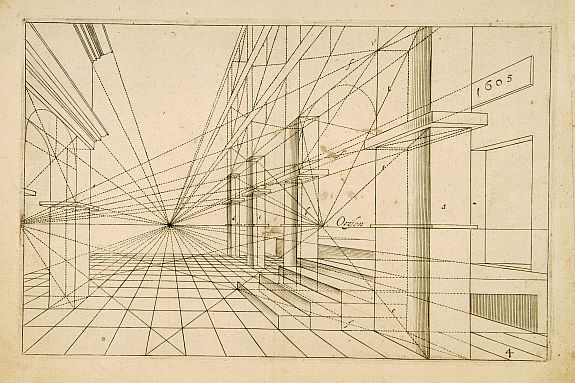 VREDEMAN DE VRIES,J./ HONDIUS,H., Perspective print by Vredeman de Vries., antique map, old maps
