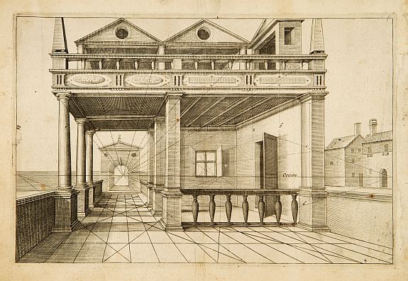 VREDEMAN DE VRIES,J./ HONDIUS,H., Perspective print by Vredeman de Vries., antique map, old maps