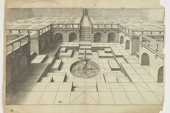 VREDEMAN DE VRIES, J./ HONDIUS, H., Perspective print by Vredeman de Vries., antique map, old maps